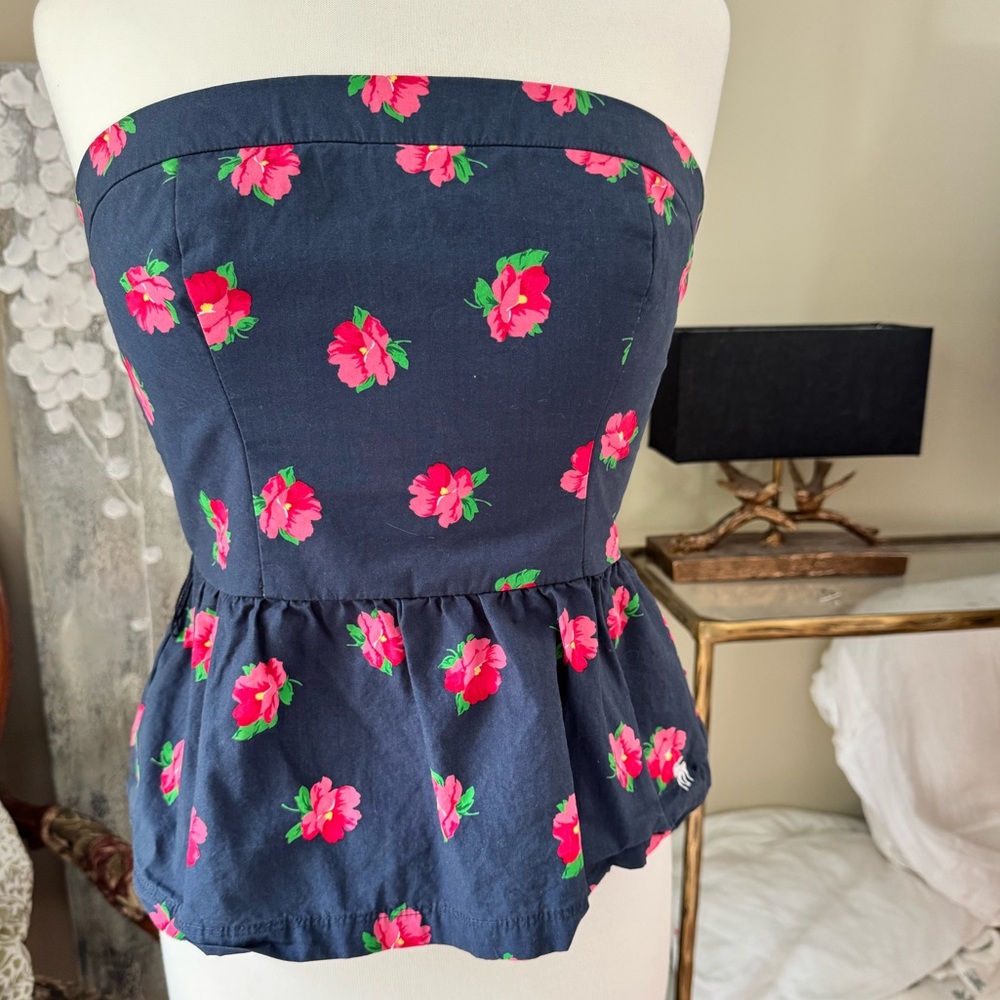 Y2K Abercrombie & Fitch Floral Strapless Peplum Top